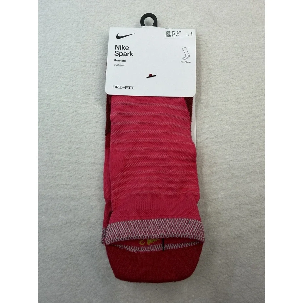 Nike Spark Cushioned No Show Running Socks Pink Men 6-7.5 Women 7.5-9 1 Pair